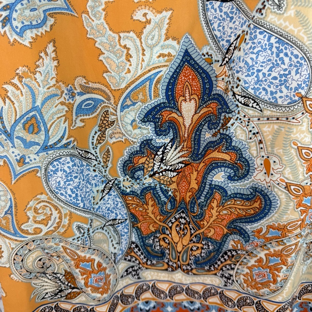 Lila rose dress flowy ornate orange blue white Paisley Print Sleeveless Dress - Picture 8 of 11